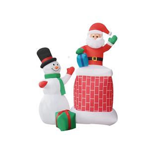 Праздничный дымоход Санта надувной со снеговиком и подарочной коробкой, светодиодный светильник на открытом воздухе, Рождественское украшение для дворового дисплея - Product Image 4