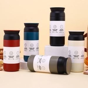 Thermos personnalisé de style japonais 350 ml 500 ml, cadeau d'affaires, en acier inoxydable 304, tasse à café portable avec couvercle plat, tasse cadeau - Product Image 3