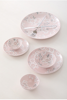 Service de table rond en céramique ou porcelaine de style japonais rose avec motif de cerisier, vaisselle romantique, assiettes à dîner