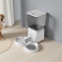 App Control Mangeoires automatiques en plastique modernes pour chiens et chats Distributeur de nourriture intelligent de 4,5 L avec double bols pour l'alimentation séparée des animaux domestiques
