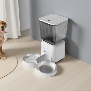 App Control pemberi makan anjing & kucing otomatis plastik Modern 4.5L Dispenser makanan pintar dengan mangkuk ganda untuk pemberi makan hewan peliharaan terpisah - Product Image 4