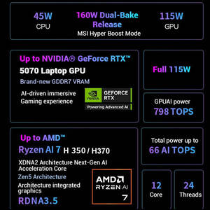 Portátil para Juegos <span class=keywords><strong>MSI</strong></span> Pulse A16, Nuevo y Original, de 16/<span class=keywords><strong>17</strong></span> <span class=keywords><strong>Pulgadas</strong></span>, Ryzen AI HX370 RTX5070 2.5K 240HZ, Inglés, para Estudiantes - Product Image 4