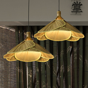 โคมไฟแขวนไม้ไผ่ทำมือ 60x30 ซม. หลอดไฟ LED E27 ทรงกลม หัวเดียว ตกแต่งสไตล์เซนสำหรับห้องน้ำชา - Product Image 2