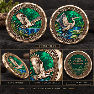 Custom Wildlife Challenge Coins Wetland Osprey Heron Nature Souvenir Metal Collectible Gifts OEM ODM - Product Image 3