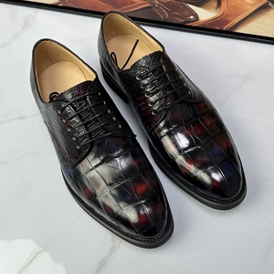 Zapatos Oxford de vestir formales con cordones y punta cuadrada para hombre, 100% cuero de cocodrilo, suela de goma, para todas las estaciones, para oficina. - Product Image 3