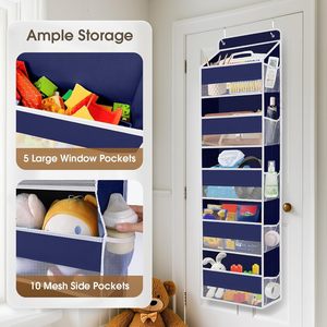 Over The Door Organizer 15 Pockets 40 Lb Capacity Hanging <b>Storage</b> <b>For</b> Closets Bathroom <b>Kitchen</b> - Product Image 4