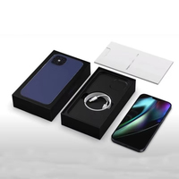 Boîte d'emballage pour téléphone portable en carton rigide gris de luxe avec couvercle verni et base en carton, emballage en papier pour produits électroniques