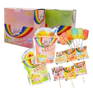 도매 롤리팝 어린이의 건강한 종이 스틱 과일 차 맛 스키틀 사탕 막대 사탕