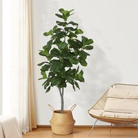 Ficus Lyrata Artificiel en Plastique Durable pour Intérieur, Plante en Pot pour Salon, Vitrine de Magasin de Vêtements, Vert