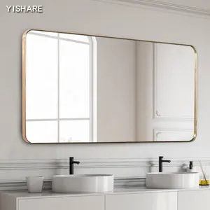 Прямоугольная латунная рама Yishare в скандинавском стиле, домашние декоративные взрывозащищенные безопасные зеркала для ванной, настенные зеркала для ванной комнаты
