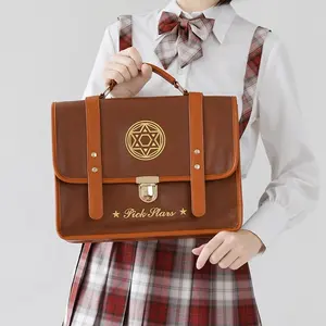 Оптовая продажа, сумка для Кембриджа из искусственной кожи, униформа для девочек, школьный рюкзак с вышитыми украшениями, портфель для ноутбука