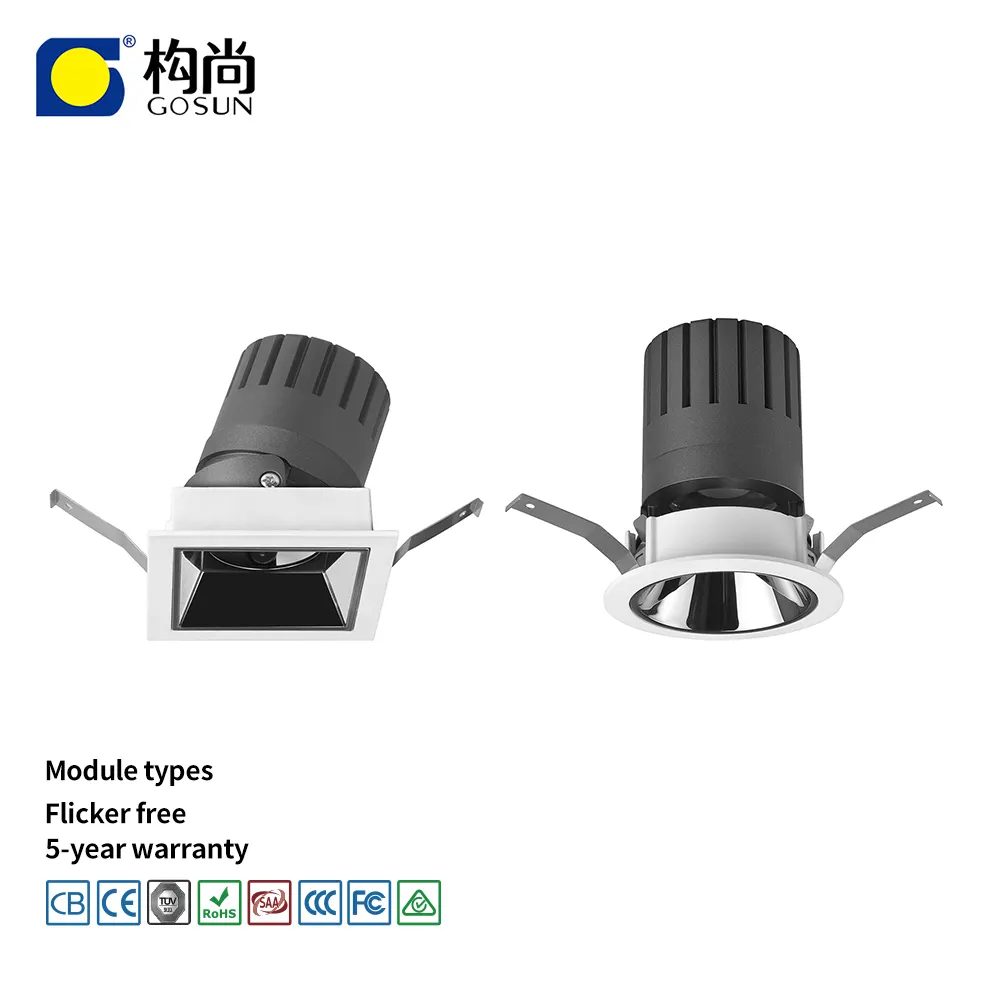 GOSUN-módulo empotrado inteligente, luz regulable hacia abajo, 8W/10W/15W/20W/32W/42W, COB, LED, para hotel