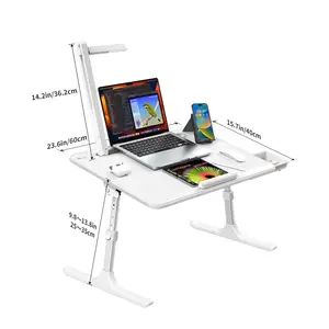 便携式膝上桌，带发光二极管抽屉笔记本电脑桌，带USB type-C可调高度，适用于笔记本电脑和阅读