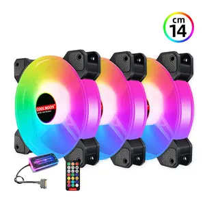 COOLMOON Jade Ring 140mm pc Gaming Computer rgb fan for Computer with Controller cooling radiator OEM pc case fan pc rgb fan set