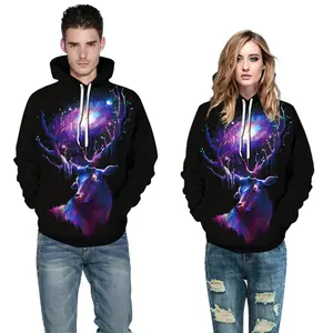 2020 şık sevimli hayvan baskılı 3D kazak artı boyutu Hoodies kazak cepler mont çiftler yılbaşı tişörtü