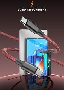 Kabel Data <span class=keywords><strong>USB</strong></span> C ke Type C 60W, Nylon Braided, untuk Ponsel <span class=keywords><strong>Android</strong></span>, Pengisian Cepat <span class=keywords><strong>USB</strong></span>, 3FT 6FT <span class=keywords><strong>10FT</strong></span> - Product Image 4