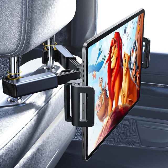 LISEN Inch Tablet Car Mount Retractable Headrest Phone Holder Foldable Auto Back Seat Cradle 4.7 to 13 Inch for iPad Pro Samsung