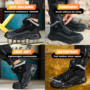 Rotating Button Leather <b>Shoes</b> <b>Men's</b> Safety Boots Quality <b>Work</b> Boots Steel Toe <b>Shoes</b> Puncture-Proof Security Sneakers Waterproof - Product Image 3