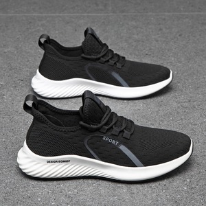 Chaussures décontractées pour hommes, nouvelle version coréenne d'automne, chaussures en mesh respirantes, chaussures de sport, chaussures à bout rond noires, chaussures tendance pour hommes - Product Image 2