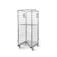 Chariot empilable logistique, conteneur à roulettes à 4 côtés, cage en treillis métallique avec roues, chariot logistique, cages à palettes à vendre