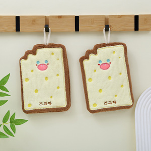 Cute Cartoon Cheese Toast Series Microfiber Home Use Baking <strong>Hand</strong> <strong>Towel</strong> Hanging Absorbent Kids' Coral Velvet <strong>Small</strong> <strong>Towel</strong> - Product Image 6