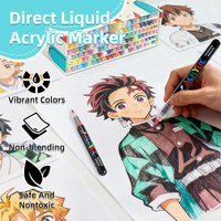 Ensemble de stylos marqueurs acryliques liquides droits, encre permanente à base d'eau, stylo à pinceau souple, peinture acrylique non toxique et sûre pour le dessin