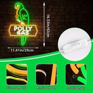 Enseigne néon LED personnalisée <span class=keywords><strong>Polly</strong></span> Gas pour décoration murale, motif perroquet et essence, pour garage, station-service, chambre <span class=keywords><strong>de</strong></span> homme, salle <span class=keywords><strong>de</strong></span> <span class=keywords><strong>jeux</strong></span>, bar, restaurant - Product Image 3
