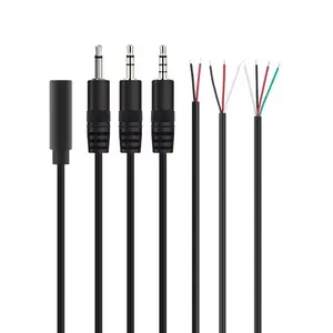 Kustom Kabel Audio 3.5mm Wanita Pria TS TRRS Mono Plug untuk Kabel Telanjang Buka Akhir Kabel Aux