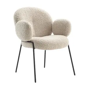 Italian minimalist designer dining back chair white lamb wool simple modern dining chair