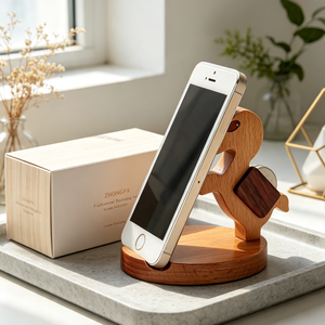 Custom Natural Wood Mobile <b>Phone</b> <b>Holder</b> Varnished Wooden <b>Phone</b> Stand for iPhone Apple Smartphone Desk Table Display Home Offices - Product Image 6