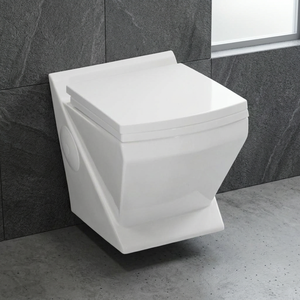 WC suspendu mural en céramique sans bride, à siphon en P, de style européen, pour salle de bain moderne et sanitaires contemporains - Product Image 5