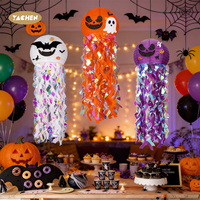 YACHEN Lanternes en papier méduse réutilisables DIY pour Halloween 30x90cm, taille enfant, décoration de plafond intérieure irisée pour fête fantôme