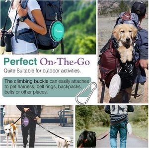 Kapak kapakları ile fabrika özel logo silikon katlanabilir kase 2 paket köpek taşınabilir seyahat taşınabilir katlanabilir çanaklar hayvan mama kabı - Product Image 3