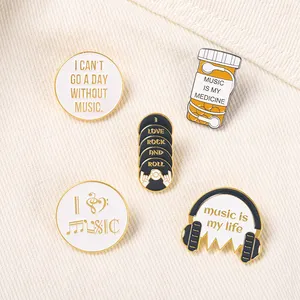 5 Styles Love Music Metal Enamel Pins CD Rock Roll Brooches Bag Hat Lapel Pin Badge Dropshipping for Music Lover