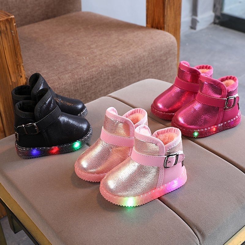 Детские зимние ботинки; Обувь для маленьких девочек и мальчиков; Модные светящиеся кроссовки со светодиодной подсветкой; Теплые зимние ботинки для детей; Прямая поставка