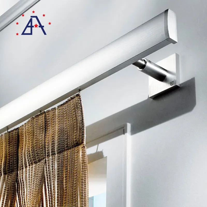 Tringle à Rideau de Fenêtre de Douche Ovale Murale Ajustable en Aluminium Tringle à Rideau Flexible en Aluminium