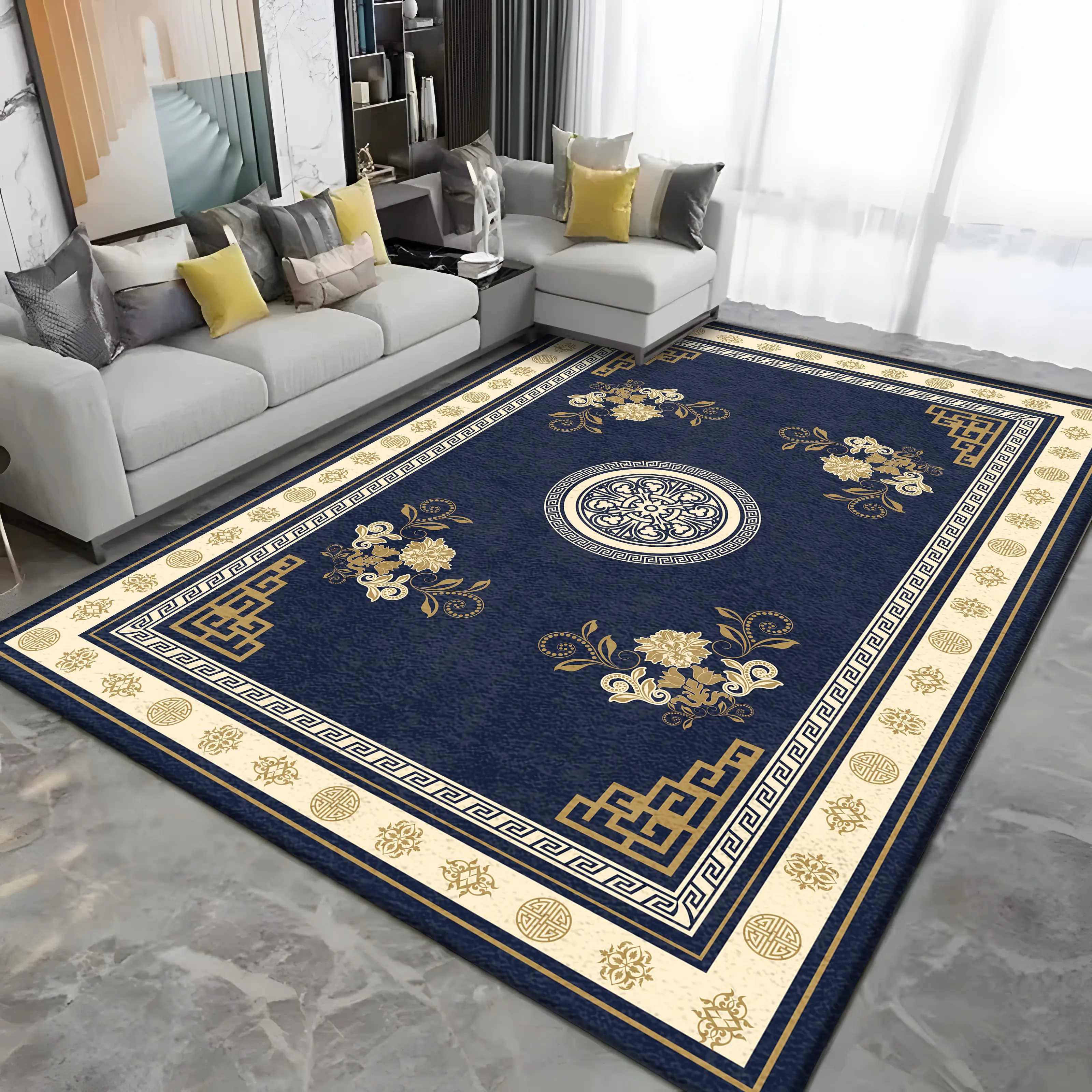 ODM Modern Customized Design Crystal Velvet Carpet Chinese Non Slip Digital Printing Living Room large area rugs and Carpets