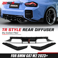 Kit de diffuseur de pare-chocs arrière en fibre de carbone sèche ZESON style TR en 3 parties avec éclairage LED pour BMW G87 M2 Coupé 2023+
