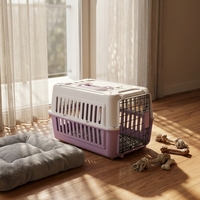 Cage de transport pour animaux de compagnie en plastique PP écologique multi-tailles, respirante et approuvée pour les vols, pour chats et chiens