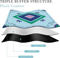 Tapis de jeu pliable en caoutchouc, imperméable et antidérapant, style peint à la main, motif papillon et lotus turquoise, personnalisable en gros