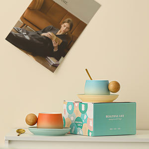 Nouveau design moderne café maison utilisé couleurs vives style nordique tasses à thé <span class=keywords><strong>expresso</strong></span> <span class=keywords><strong>tasse</strong></span> à café <span class=keywords><strong>tasse</strong></span> en porcelaine avec soucoupe pour bureau Bar - Product Image 2