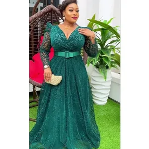 African Women Plus Size Evening Dresses Wedding Party Luxury 2024 Lace Flannel Gown Bodycon Dashiki Ankara Africa Clothing