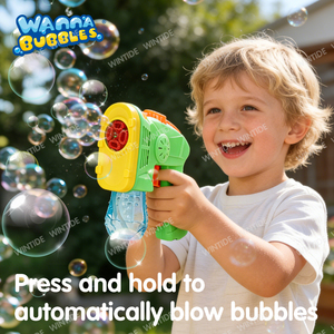 WANNA BUBBLES OEM/ODM Großhandel 4-Loch Mehrfarbiger Batteriebetriebener Seifenblasen-Blaster aus Kunststoff, Outdoor-Spielzeug Seifenblasenpistole - Product Image 2