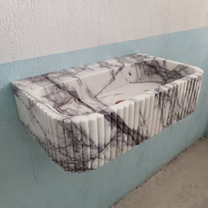Lavabo de mano de mármol Lialic, lavabo de encimera de mármol con <span class=keywords><strong>venas</strong></span> púrpuras, lavabo de baño, lavabo de piedra Natural, fregadero de mármol colgado <span class=keywords><strong>en</strong></span> la pared - Product Image 1