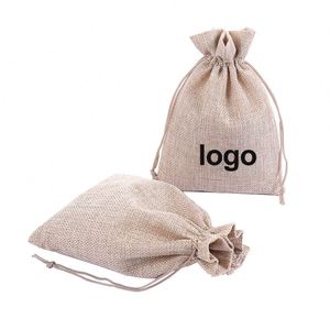 Promotional Custom <b>Burlap</b> Bags Wholesale 7X9 9X12 10X14 10X15 13X18 15X20 Cm Jute Drawstring Bag Gift Pouch - Product Image 2