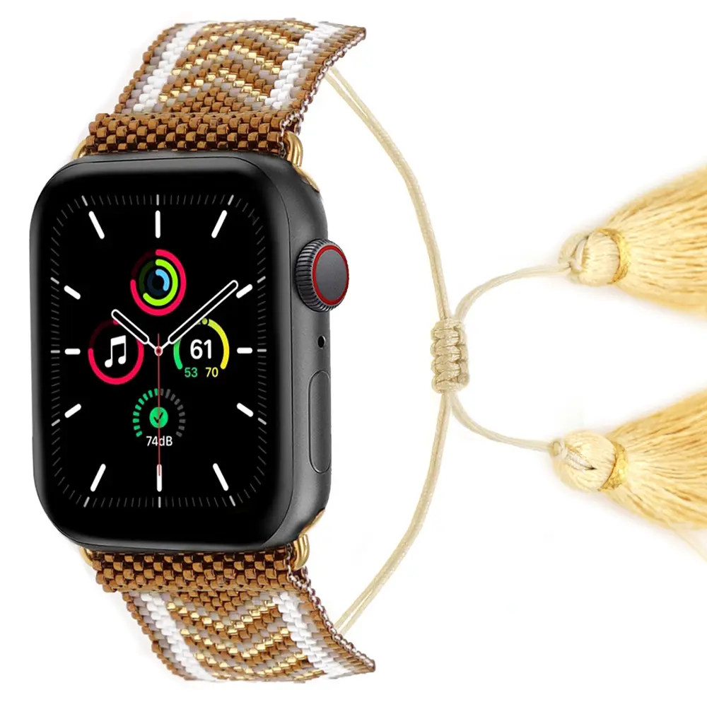 Женские браслеты с бусинами для часов Apple Watch 42 мм 44 мм модный регулируемый ремешок для iWatch 7 6 45 мм