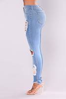 Jeans Ripped Denim Femme Grande Taille 3XL en Gros, Jeans Colombianos Por Mayor Tendance Bleu Uni Skinny Classique pour Femme
