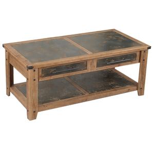 Mesa de Centro Rectangular de Madera Maciza Antigua Hecha a Mano por Innova Home, Mueble Decorativo Portátil de Diseño para Sala de Estar - Product Image 1