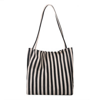 Bolso de Mano de Algodón Artístico Estilo Coreano Vintage, Simple, Fresco, Geométrico, con Dos Correas, Casual, de Gran Capacidad
