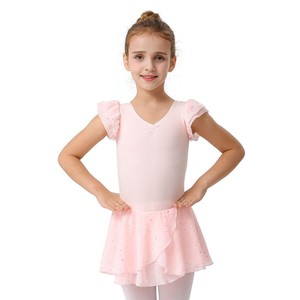 Justaucorps de ballet à manches courtes pour tout-petits filles avec jupe robes de danse ballerine en coton - Product Image 2